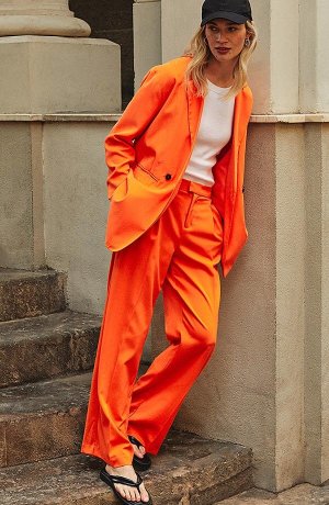 Dames - Lange blazer - warm oranje