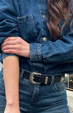 Dames - Oversized denim shacket - donkerblauw denim used