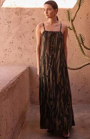 On trend - Strandjurk van viscose - zwart/kaki
