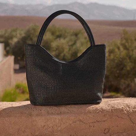 Dames - Rieten tas - zwart