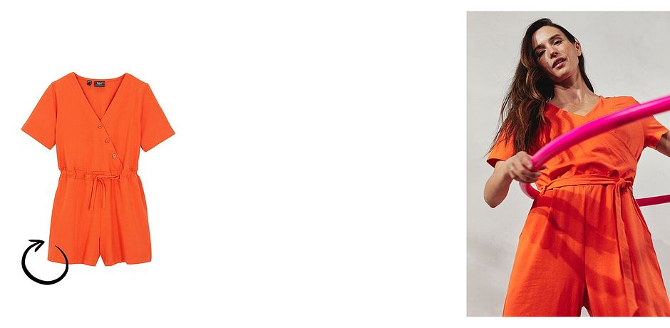 Inspiratie - Jumpsuit met biologisch katoen - mandarijnrood