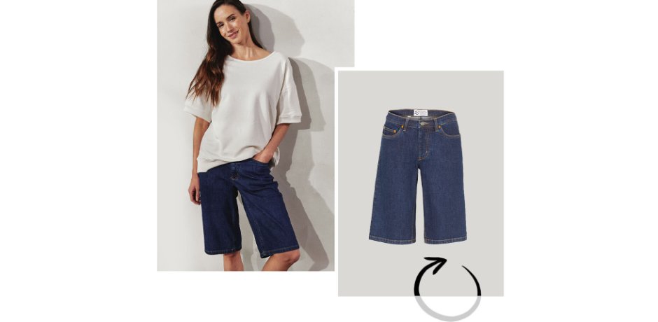 Inspiratie - Circular stretch jeans bermuda - donkerblauw denim used