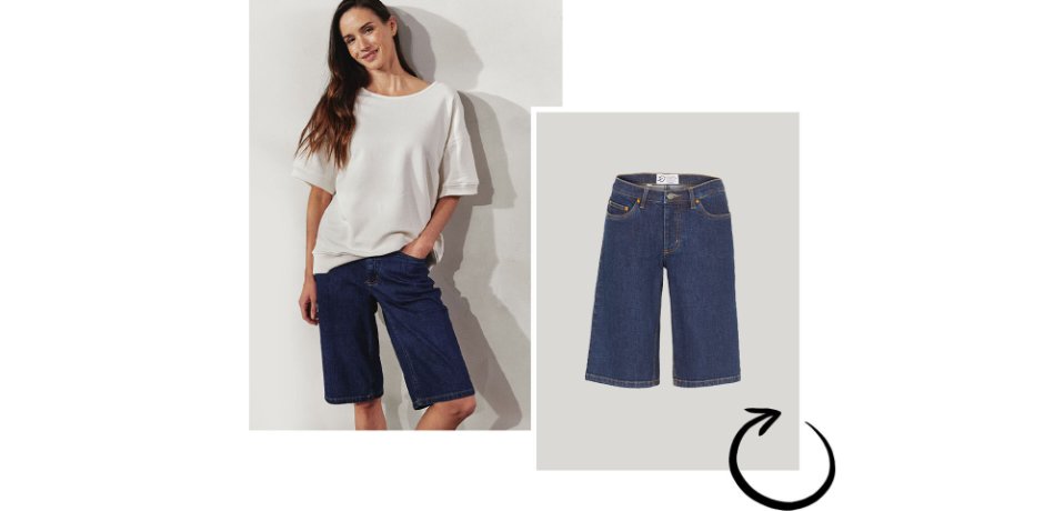 Inspiratie - Circular stretch jeans bermuda - donkerblauw denim used