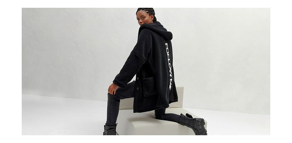 Dames - Oversized teddy jas - zwart