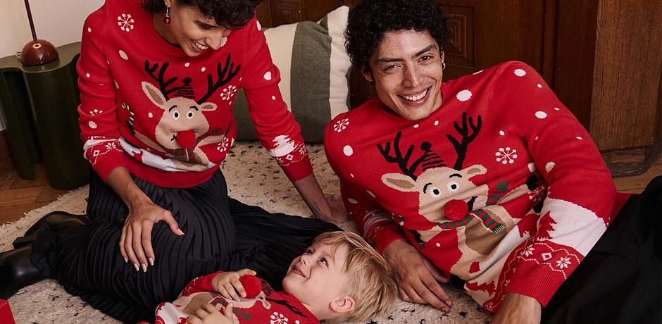Inspiratie - Kersttrui met ronde hals - aardbeirood