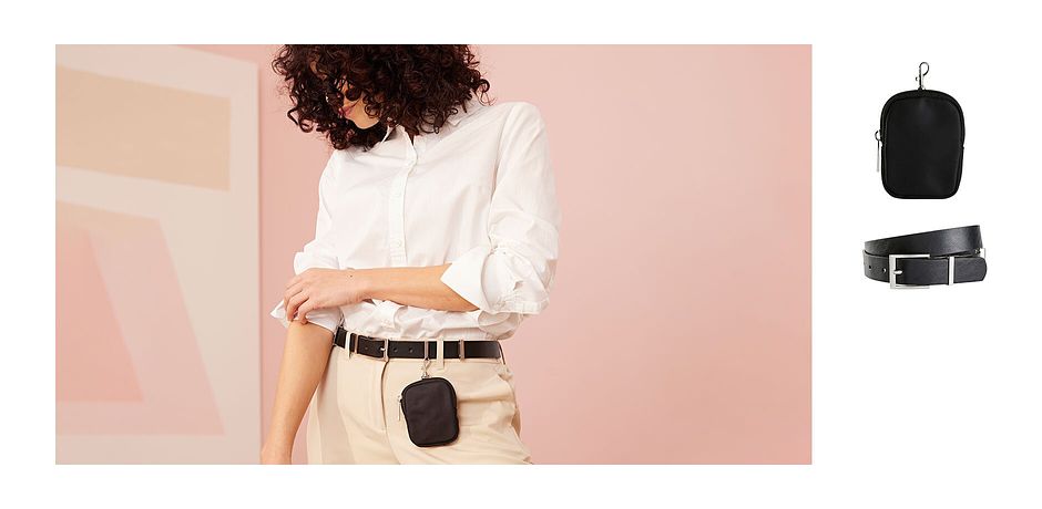 Dames - Hanger mini tasje - zwart