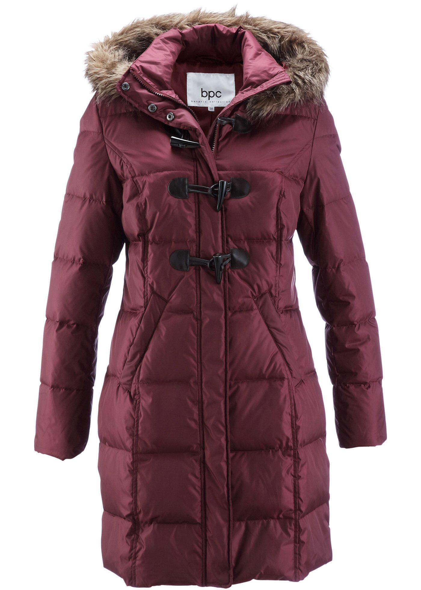 Gewatteerde houtje touwtje jas esdoornrood