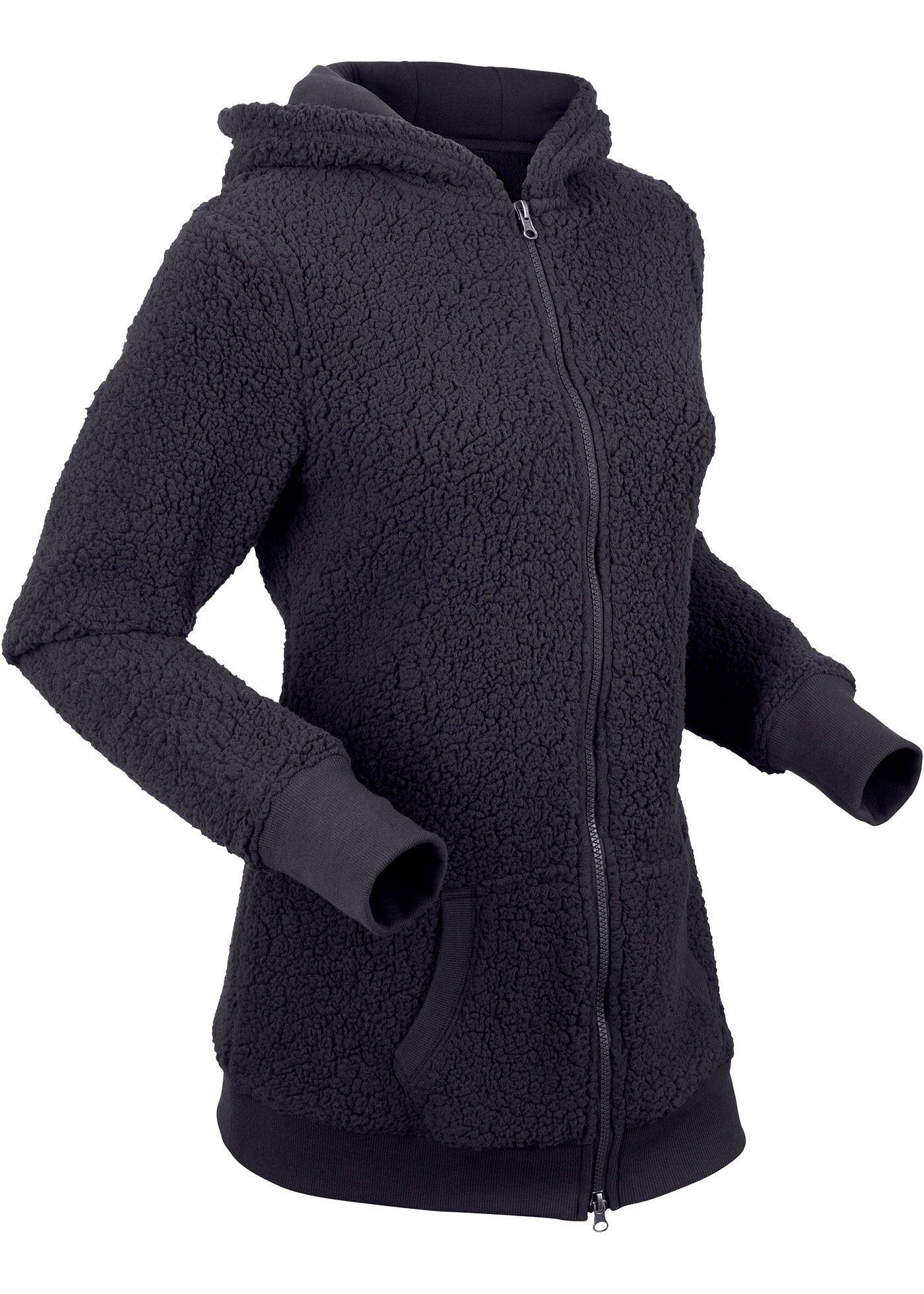 Comfortabel vest van teddy fleece met een capuchon leisteengrijs