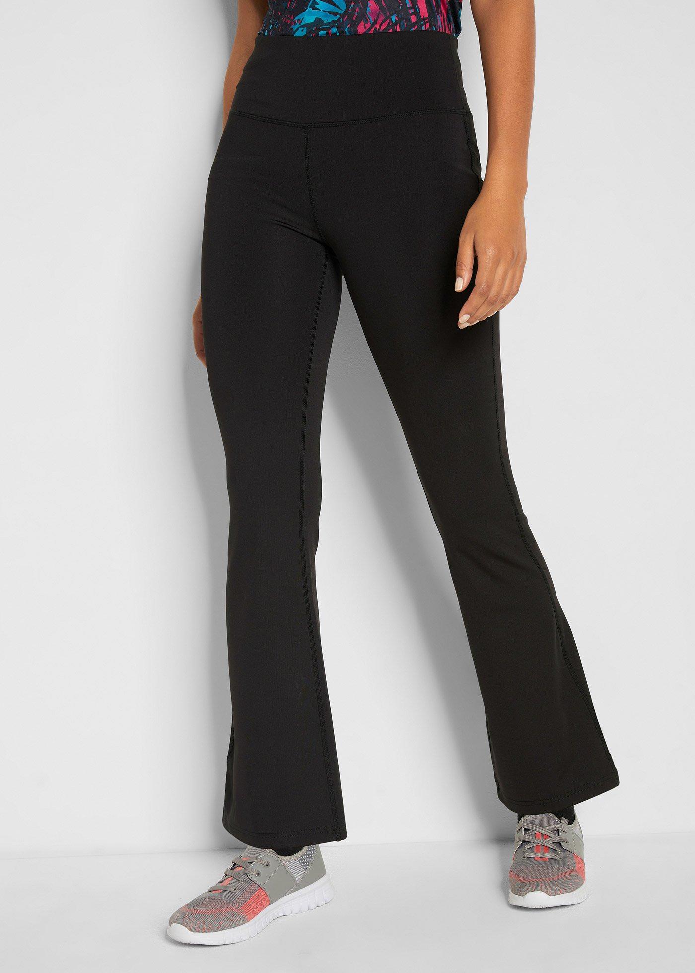 Corrigerende sportlegging met wijd uitlopende pijpen van power stretch zwart