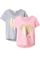 Meisjes T-shirt (set van 2) met katoen, bonprix