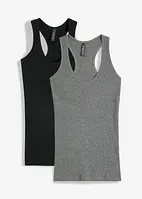 Geribde tanktop (set van 2), bonprix