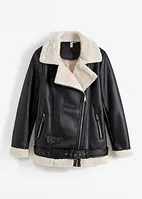 Lange shearling jas met imitatiebont, bonprix