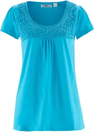 Katoenen shirt met kant, korte mouw, bonprix