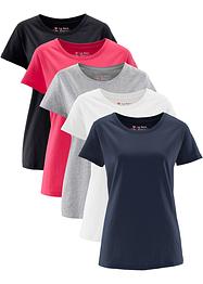 Shirt met ronde hals (set van 5), korte mouw, bpc bonprix collection