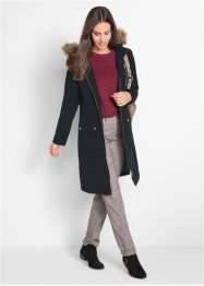 Lange jas in wollen look met capuchon, bpc bonprix collection