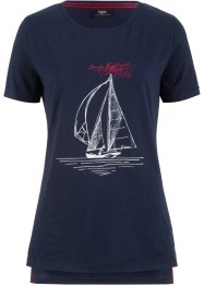 Katoenen T-shirt met print en zijsplitten, bpc bonprix collection