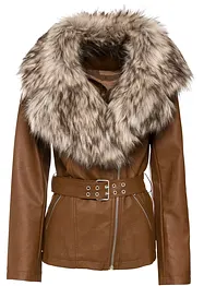 Imitatieleren jas met fake fur, bonprix