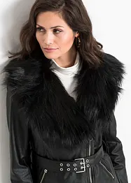 Imitatieleren jas met fake fur, bonprix