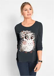 Katoenen longsleeve met uilenprint, bonprix