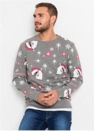 Sweater met kerstprint, slim fit, RAINBOW