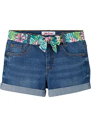 Meisjes jeans short met ceintuur, mid waist, bonprix