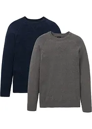Gebreide trui van katoen (set van 2), bonprix