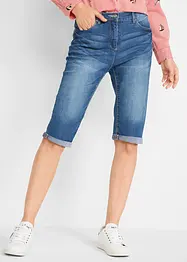 Stretch jeans bermuda met omslag, bonprix