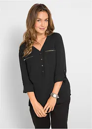 Viscose blouse met V-hals, lange mouw, bonprix