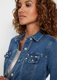 Denim bolero met parels, bonprix