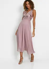 Maxi jurk met pailletten en borduursel, bonprix