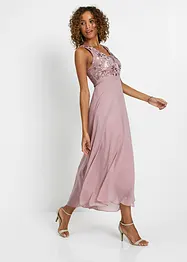 Maxi jurk met pailletten en borduursel, bonprix