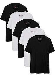 Wijd longshirt met V-hals (set van 5), korte mouw, bpc bonprix collection