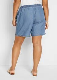 Lichte denim short met linnen en comfortband, extra wijd, bonprix