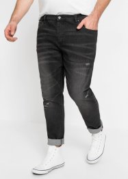Slim fit stretch jeans met lichte destroyed effecten, tapered, RAINBOW