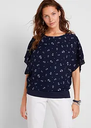 Blouse van crêpe georgette, korte mouw, bonprix