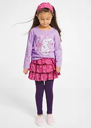 Meisjes shirt, rok, legging en haarband (4-dlg. set), bonprix