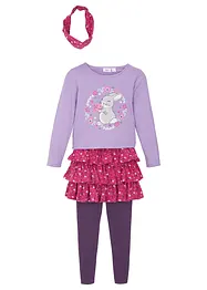 Meisjes shirt, rok, legging en haarband (4-dlg. set), bonprix