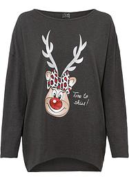 Off shoulder shirt met kerstmotief, BODYFLIRT
