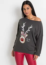 Off shoulder shirt met kerstmotief, bonprix