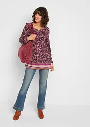 Shirt tuniek met deelnaad en plooitjes voorop, bonprix