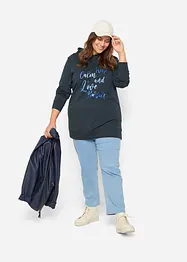 Trendy sweater met statement print en capuchon, bonprix