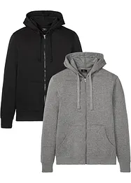Sweatvest met capuchon (set van 2), bonprix