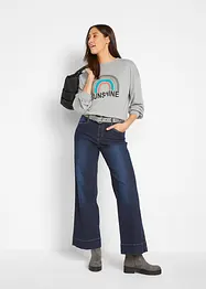 Wide leg stretch jeans, mid waist, bonprix