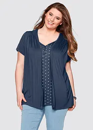 2-in-1 shirt met V-hals, korte mouw, bonprix