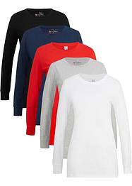 Longshirt met ronde hals, lange mouw (set van 5), bpc bonprix collection