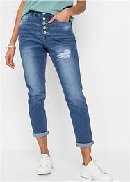 Boyfriend jeans met destroyed effect en biologisch katoen, RAINBOW