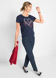 Katoenen shirt met hart, korte mouw, bonprix