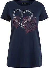 Katoenen shirt met hart, korte mouw, bonprix