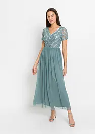 Maxi jurk met lovertjesborduursel, bonprix