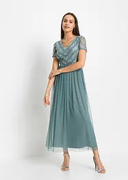 Maxi jurk met lovertjesborduursel, bonprix